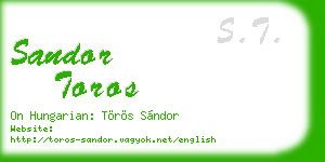 sandor toros business card